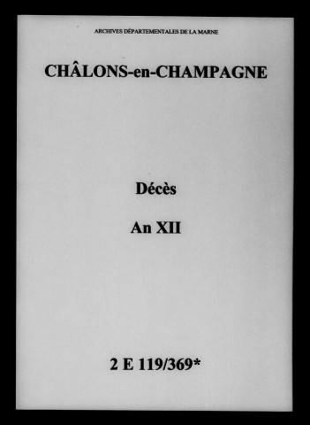 Châlons-sur-Marne. Décès an XII