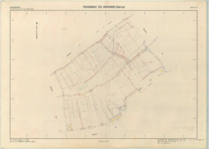 Passavant-en-Argonne (51424). Section ZB échelle 1/2000, plan remembré pour 1980, plan régulier (papier armé)