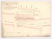 Plan de la traverse de Dormans dans la partie ou la grande route traverse le marché, XVIIIè s.