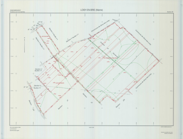 Loisy-en-Brie (51327). Section ZE échelle 1/2000, plan remembré pour 2009, plan régulier (calque)