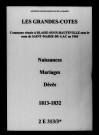Grandes-Côtes (Les). Naissances, mariages, décès 1813-1832