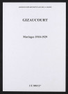 Gizaucourt. Mariages 1910-1929