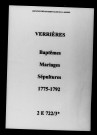 Verrières. Baptêmes, mariages, sépultures 1775-1792