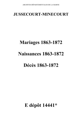Jussecourt-Minecourt. Naissances, mariages, décès 1863-1872