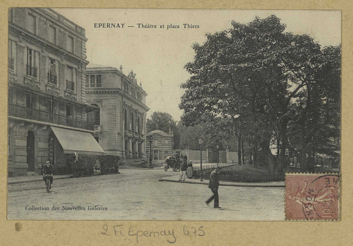 ÉPERNAY. Théâtre et place Thiers.Collection Nouvelles Galeries, Epernay