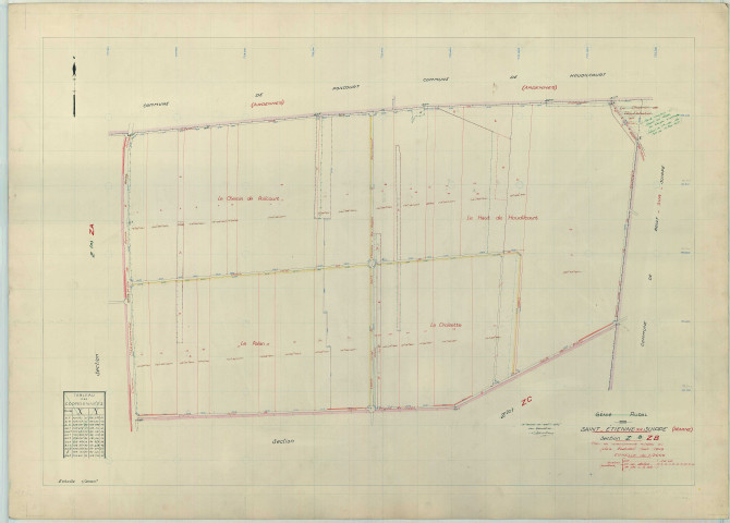 Saint-Étienne-sur-Suippe (51477). Section ZB échelle 1/2000, plan remembré pour 1959, plan régulier (papier armé).