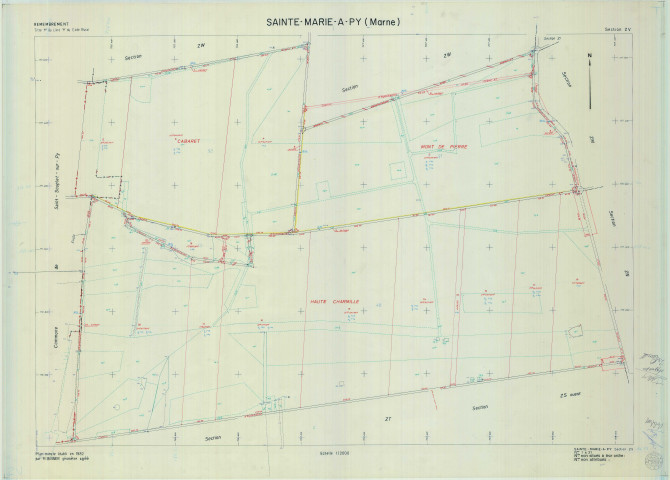 Sainte-Marie-à-Py (51501). Section ZV échelle 1/2000, plan remembré pour 1982, plan régulier (calque)