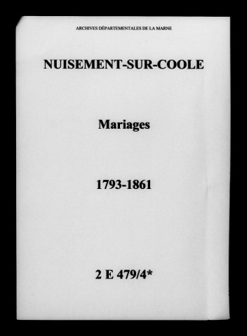 Nuisement-sur-Coole. Mariages 1793-1861