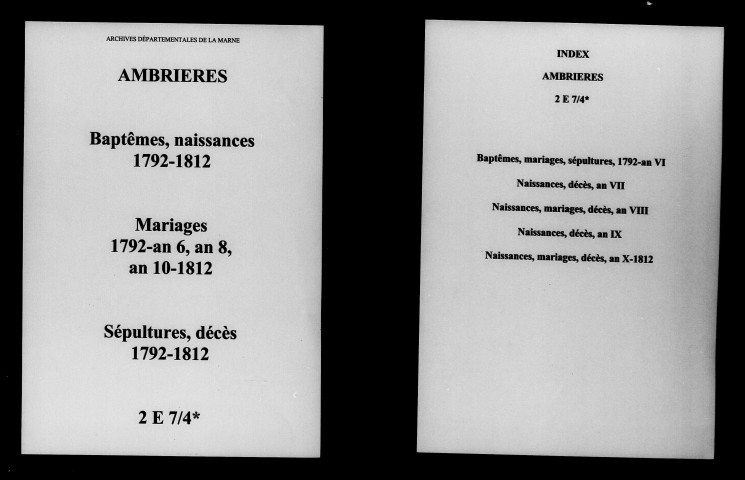 Ambrières. Naissances, mariages, décès 1792-1812