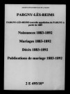Pargny. Pargny-lès-Reims. Naissances, mariages, décès, publications de mariage 1883-1892