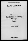 Saint-Léonard. Naissances, publications de mariage, mariages, décès 1843-1852