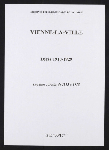 Vienne-la-Ville. Décès 1910-1929