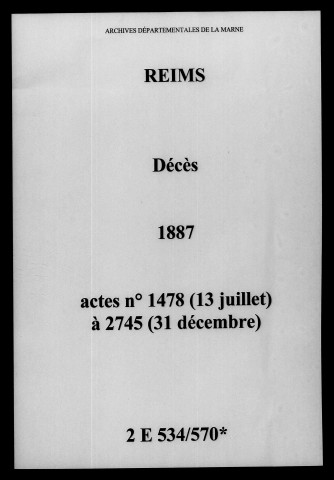Reims. Décès 1887