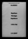 Damery. Baptêmes, mariages, sépultures 1755-1762