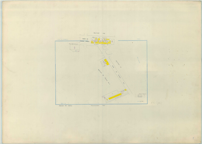 Vitry-le-François (51649). Section XC 2 échelle 1/1000, plan remembré pour 1968, plan régulier (papier armé)