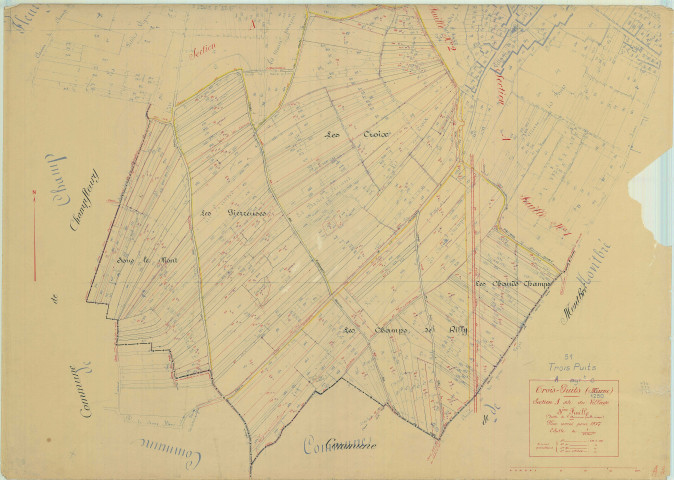 Trois-Puits (51584). Section A3 échelle 1/1250, plan mis à jour pour 1937, plan non régulier (papier).