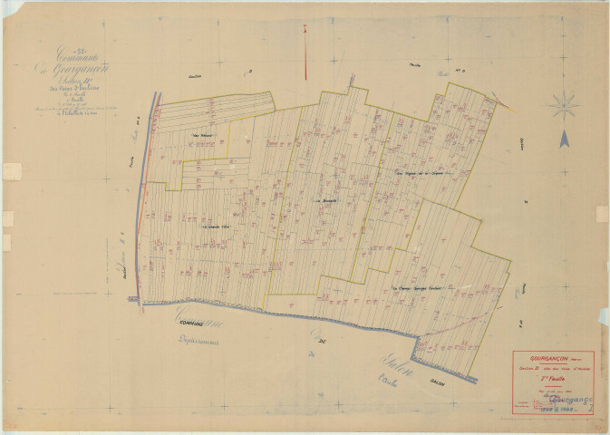 Gourgançon (51276). Section D7 échelle 1/2000, plan mis à jour pour 01/01/1943, non régulier (papier)