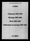 Ludes. Naissances, mariages, décès, publications de mariage 1853-1862