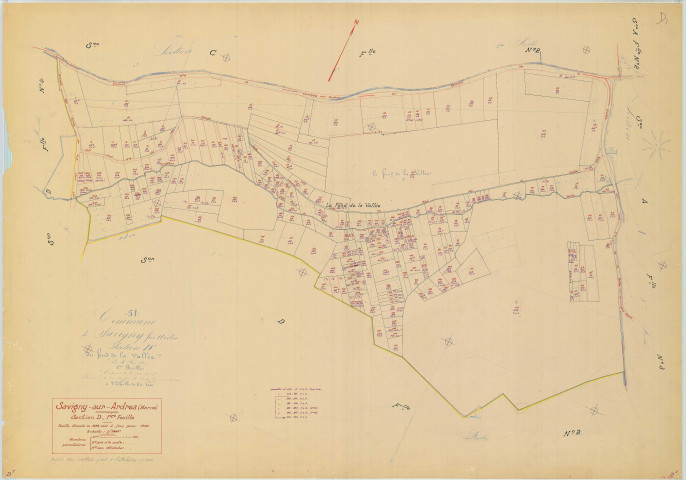 Savigny-sur-Ardres (51527). Section D1 échelle 1/1000, plan mis à jour pour 1966, plan non régulier (papier).