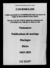 Courmelois. Naissances, publications de mariage, mariages, décès 1843-1852