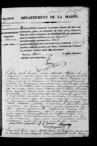 Auménancourt-le-Grand. Naissances, publications de mariage, mariages, décès 1833-1842