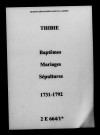 Thibie. Baptêmes, mariages, sépultures 1731-1792