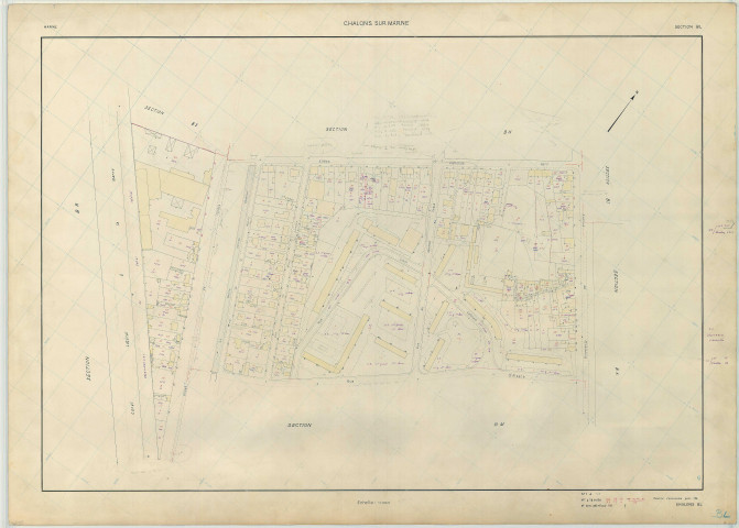 Châlons-en-Champagne (51108). Section BL échelle 1/1000, plan renouvelé pour 1964, plan régulier (papier armé)