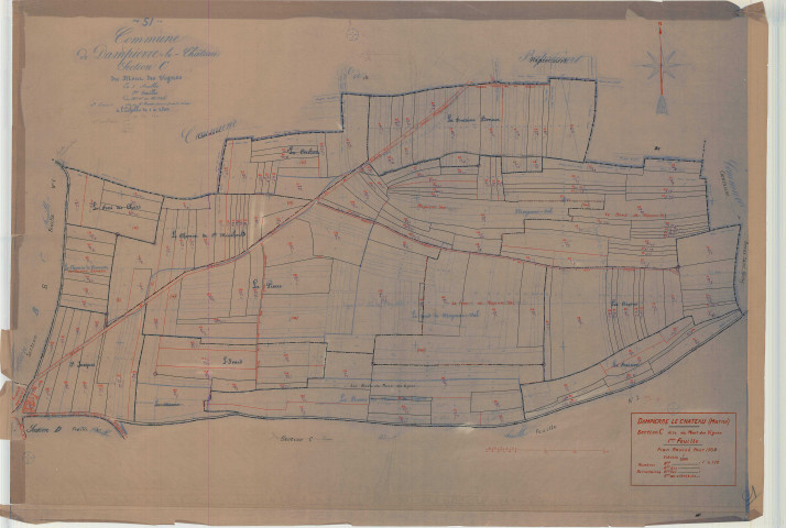 Dampierre-le-Château (51206). Section C1 échelle 1/2500, plan mis à jour pour 1933, plan non régulier (calque)