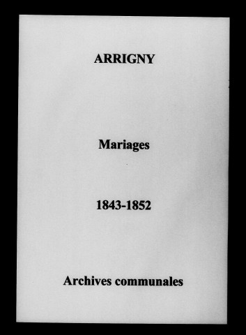 Arrigny. Mariages 1843-1852