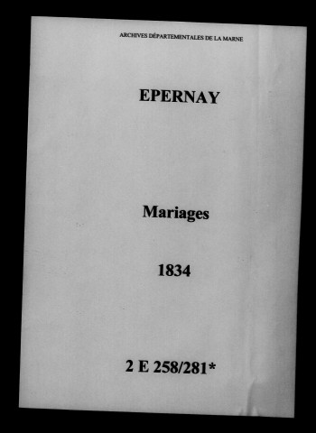 Épernay. Mariages 1834