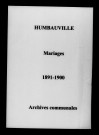 Humbauville. Mariages 1891-1900