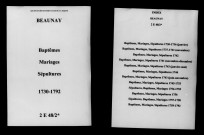 Beaunay. Baptêmes, mariages, sépultures 1730-1792