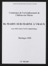 Communes de Mairy-sur-Marne à Vraux de l'arrondissement de Châlons. Mariages 1920