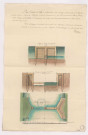 Plan élévation et profil de la construction d'un barrage au dessus du fond du ruisseau de l'Orcomté, 1776.