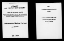Chavot-Courcourt. Publications de mariage, mariages an XI-1832