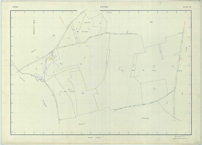 Esternay (51237). Section AO échelle 1/2000, plan renouvelé pour 01/01/1968, régulier avant 20/03/1980 (papier armé)