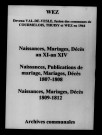 Wez. Naissances, publications de mariage, mariages, décès an XI-1812