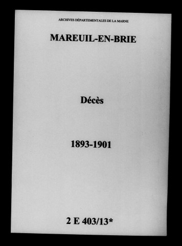 Mareuil-en-Brie. Décès 1893-1901