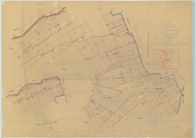 Juvigny (51312). Section D2 échelle 1/2500, plan mis à jour pour 1937, plan non régulier (papier)