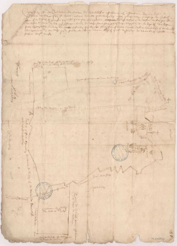 Baslieux-sous-Châtillon. Plan figuratif de la Seigneurie d'Hurtebise, 1717.