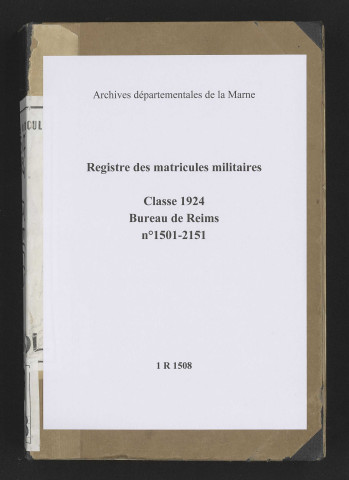 Registre matricule, n° 1501-2151