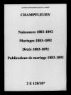 Champfleury. Naissances, mariages, décès, publications de mariage 1883-1892