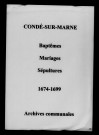 Condé-sur-Marne. Baptêmes, mariages, sépultures 1674-1699