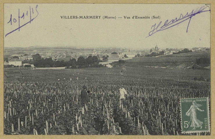 VILLERS-MARMERY. Vue d'ensemble (Sud).
(75 - Parisimp. E. Le Deley).[vers 1915]