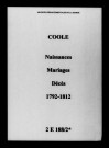 Coole. Naissances, mariages, décès 1792-1812