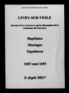 Livry-sur-Vesle. Baptêmes, mariages, sépultures 1687-1792