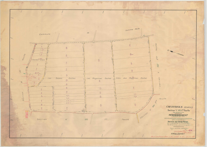 Courtisols (51193). Section V1 échelle 1/2000, plan remembré pour 1957, plan régulier (papier)
