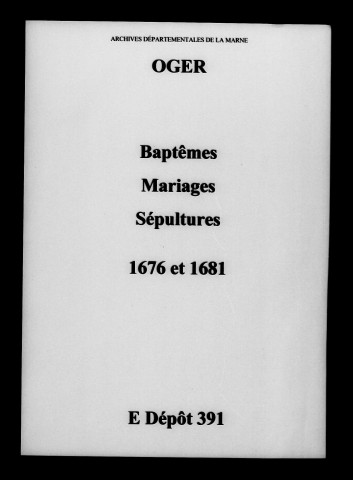 Oger. Baptêmes, mariages, sépultures 1676-1681