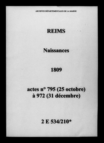 Reims. Naissances 1809