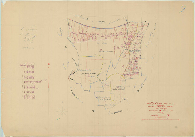 Mailly-Champagne (51338). Section D échelle 1/5000, plan mis à jour pour 1958, plan non régulier (papier).